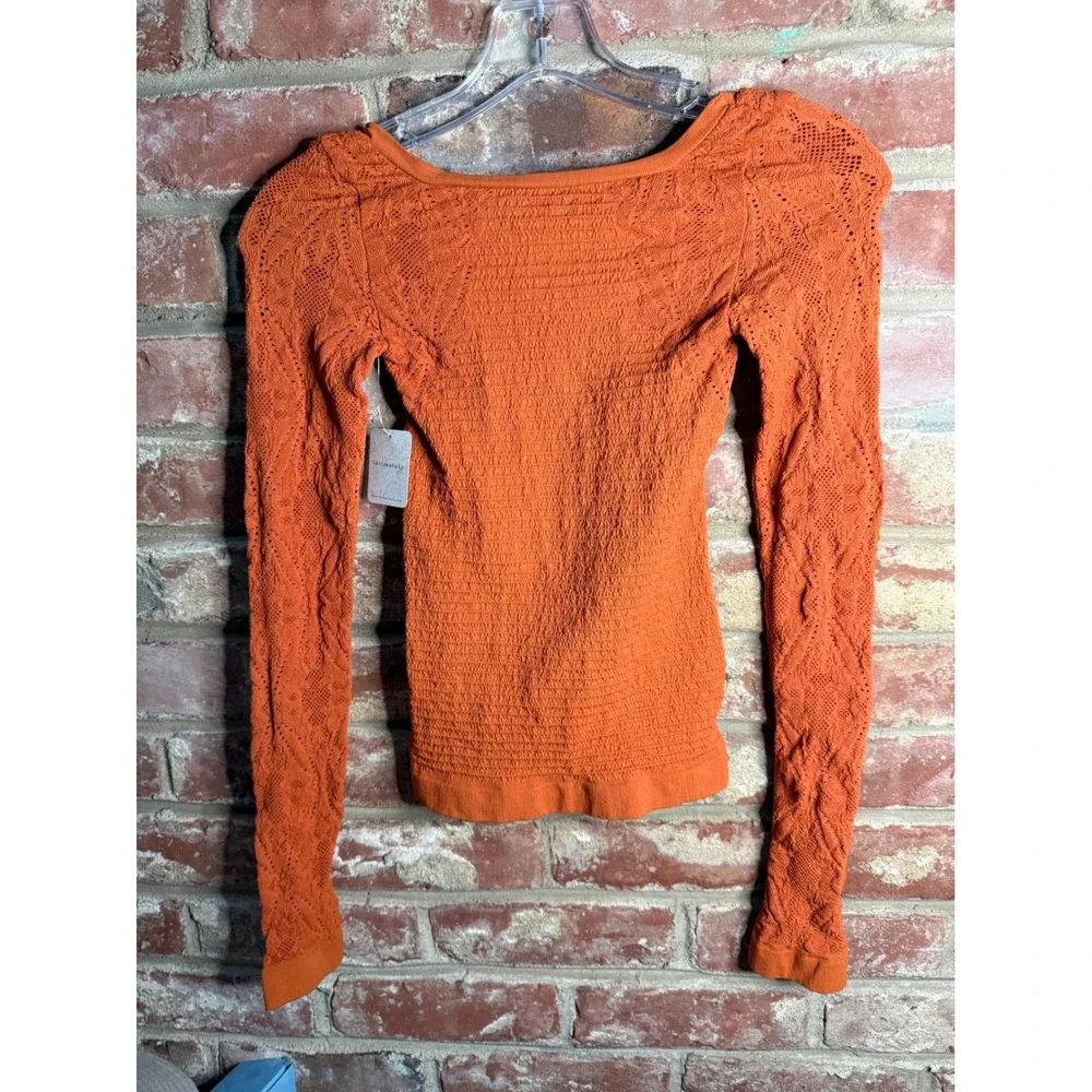 NWT Intimately Free People Backroad Seamless Long Sleeve Top Copper Orange XS/S